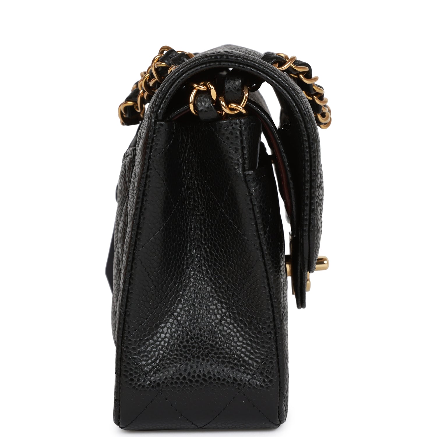 Small Classic Double Flap Black Caviar Gold Hardware