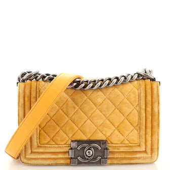 Ch**el Boy Flap Bag Quilted Velvet Small