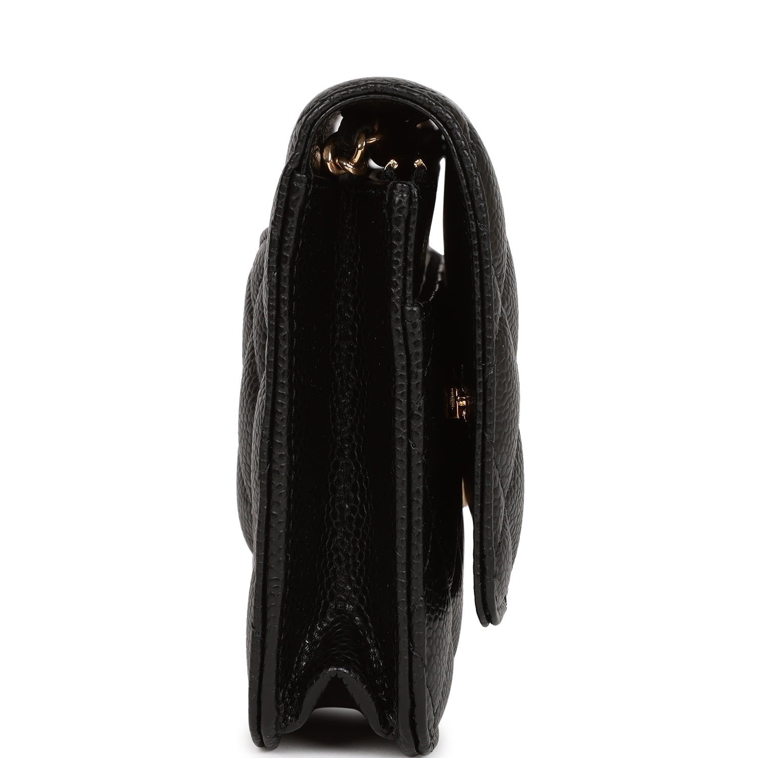 Ch**el Wallet on Chain WOC Black Caviar Gold Hardware