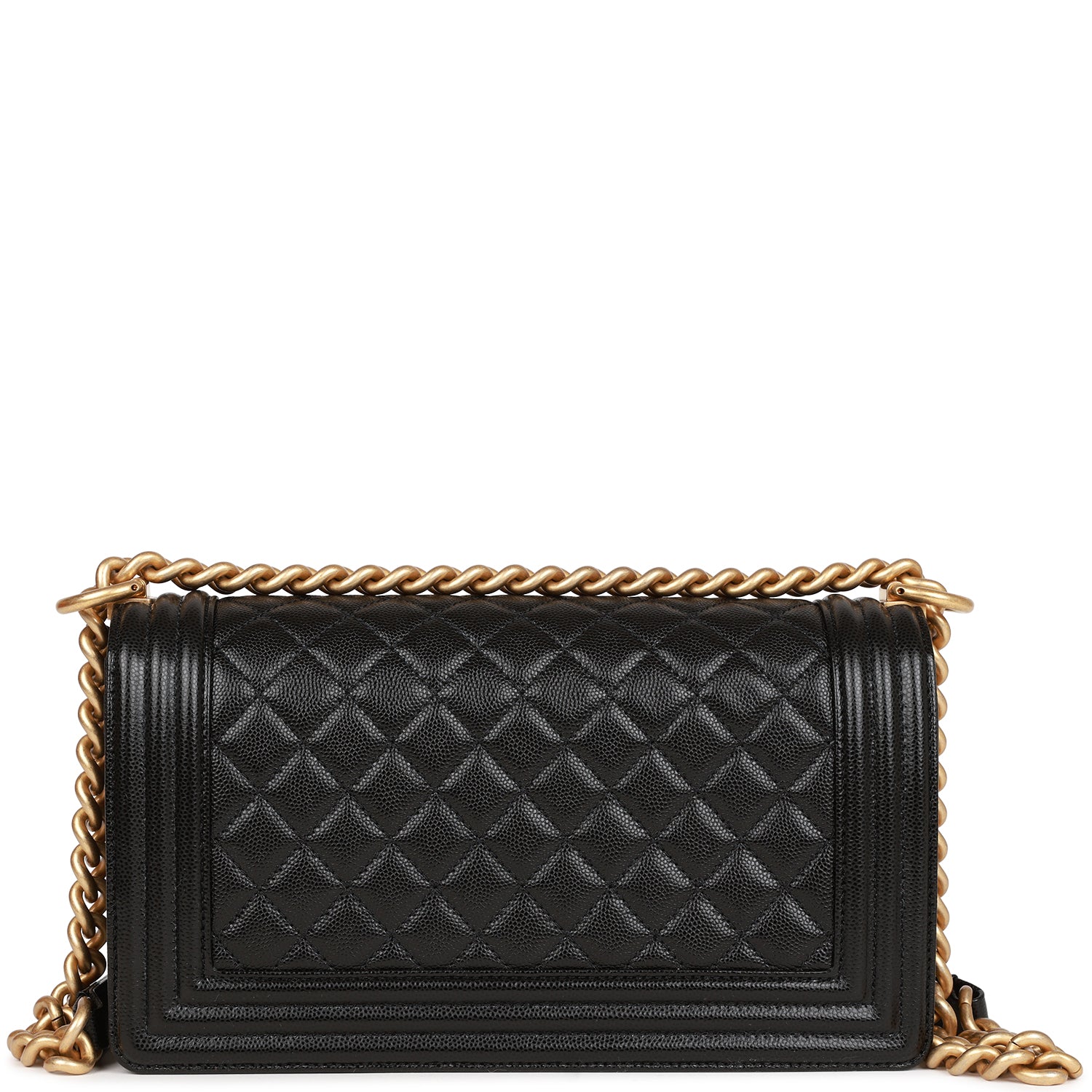 Ch**el Medium Boy Bag Black Caviar Antique Gold Hardware