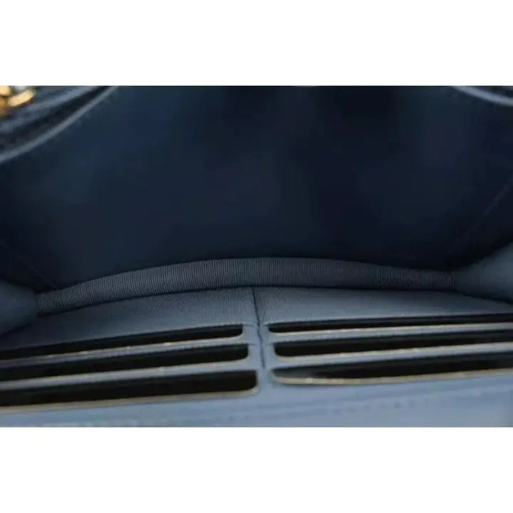 Wallet on Chain 22p Silver Gold Quilted 19 Flap Woc S126c49 Blue Denim Cross Body Bag