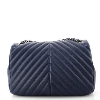 Ch**el Puffy CC Flap Bag Chevron Caviar Large