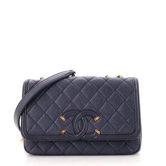 Ch**el Filigree Flap Bag Quilted Caviar Small