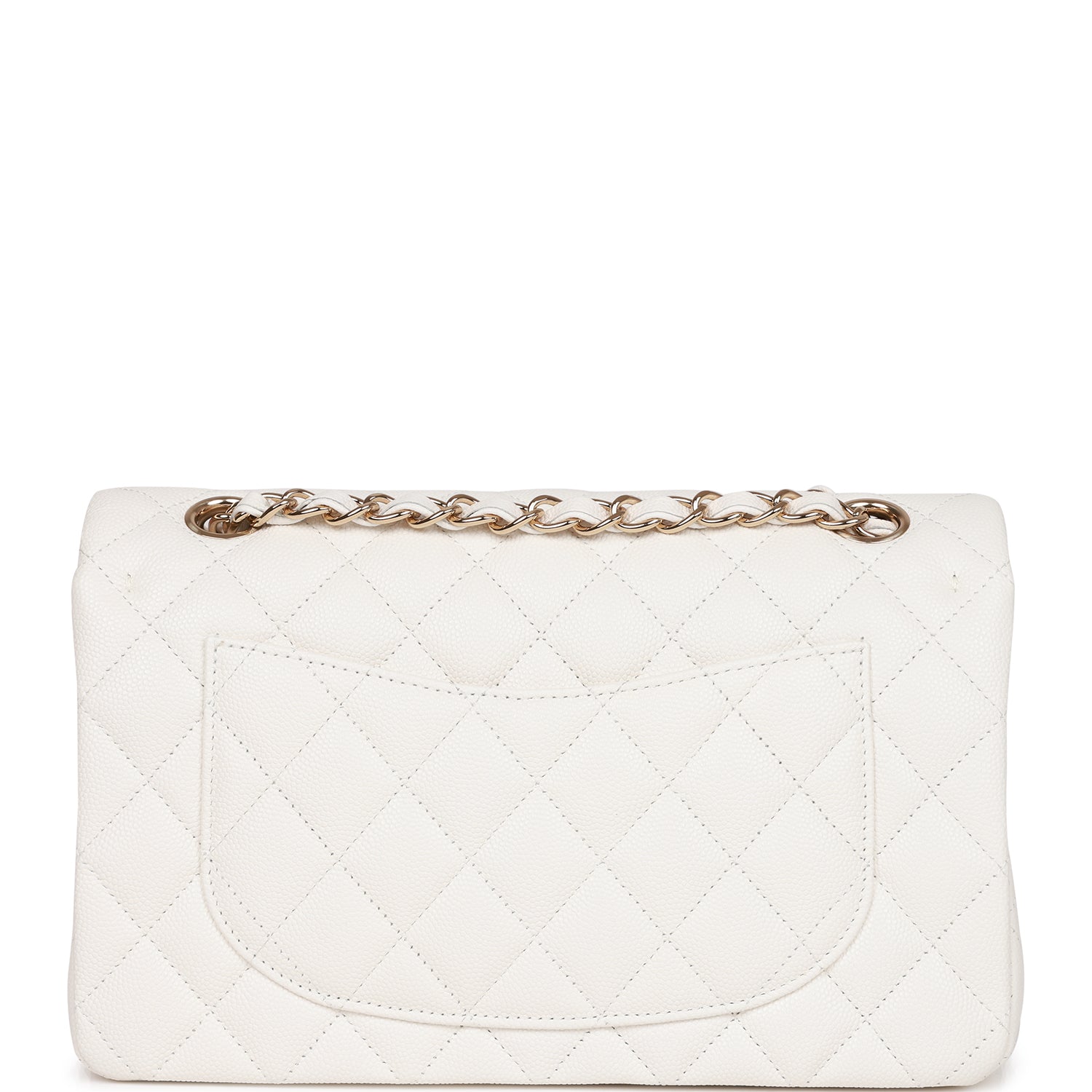 Ch**el Small Classic Double Flap White Caviar Light Gold Hardware