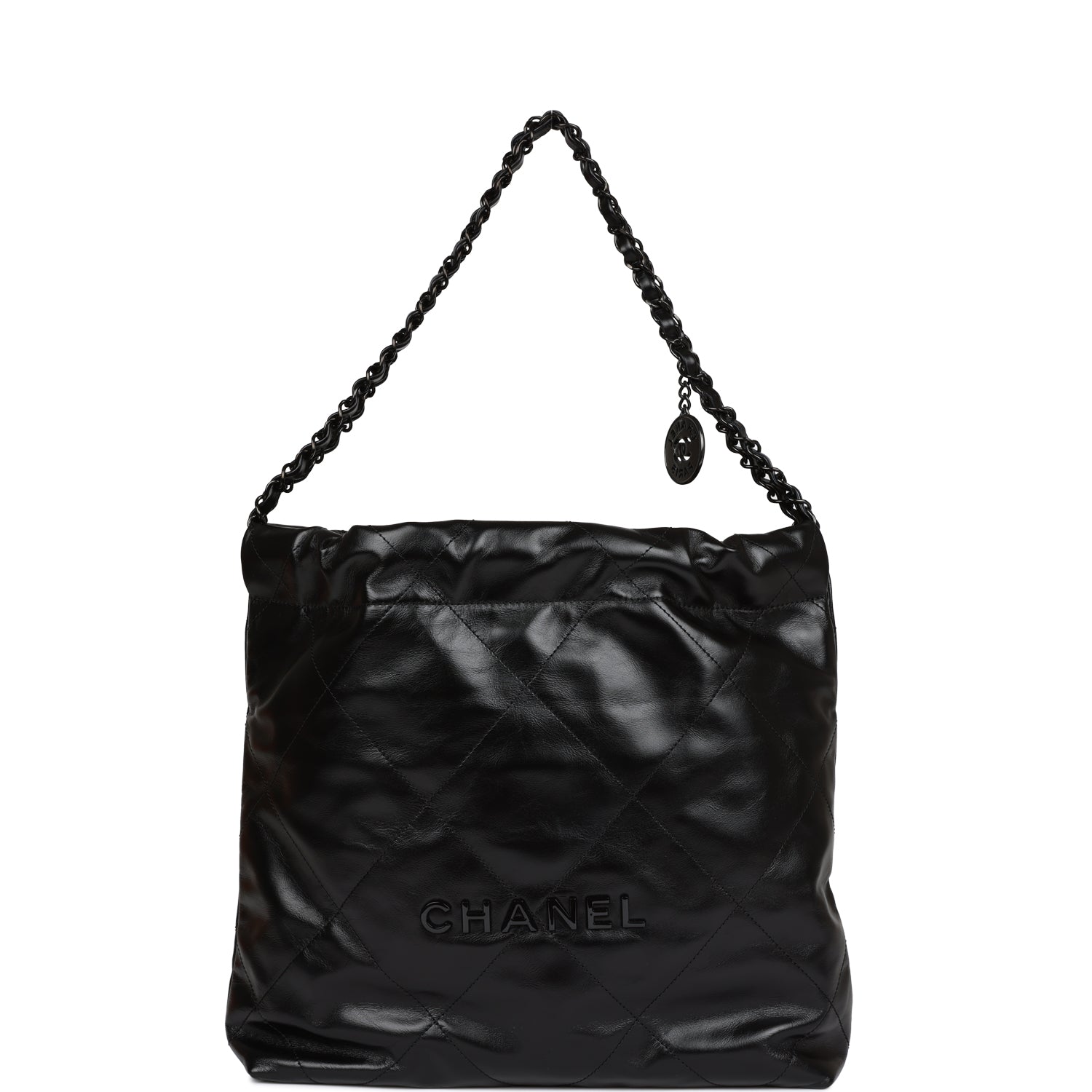 Small 22 Bag SO Black Calfskin Black Hardware