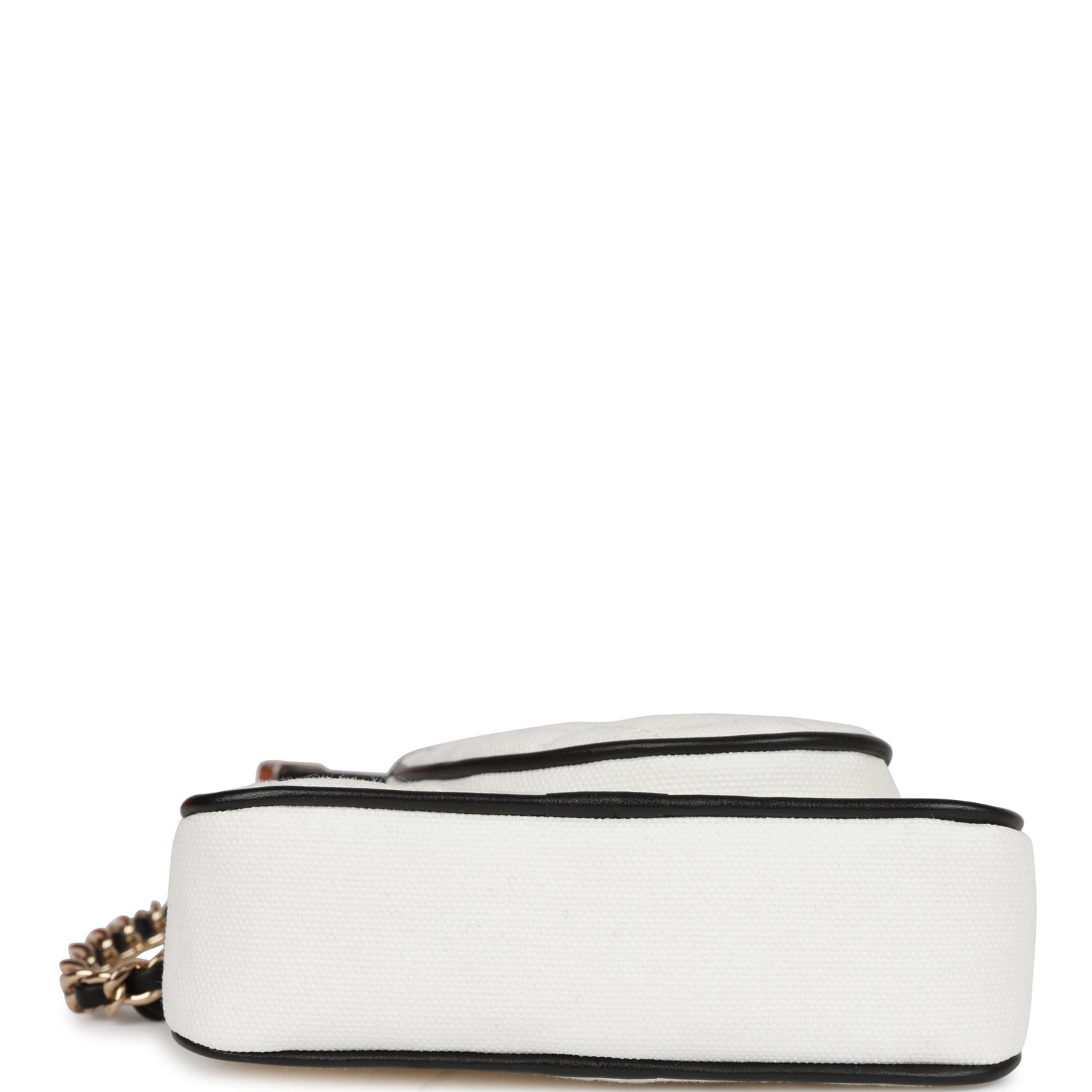 "Monte-Carlo" Mini Crossbody Tennis Bag White Canvas Light Gold Hardware