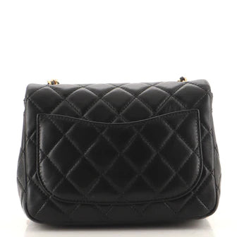 Ch**el Pearl Crush Square Flap Bag Quilted Lambskin Mini
