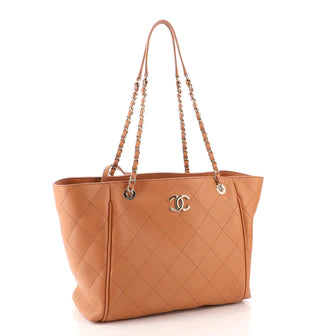 Ch**el CC Open Shopping Tote Stitched Leather Large