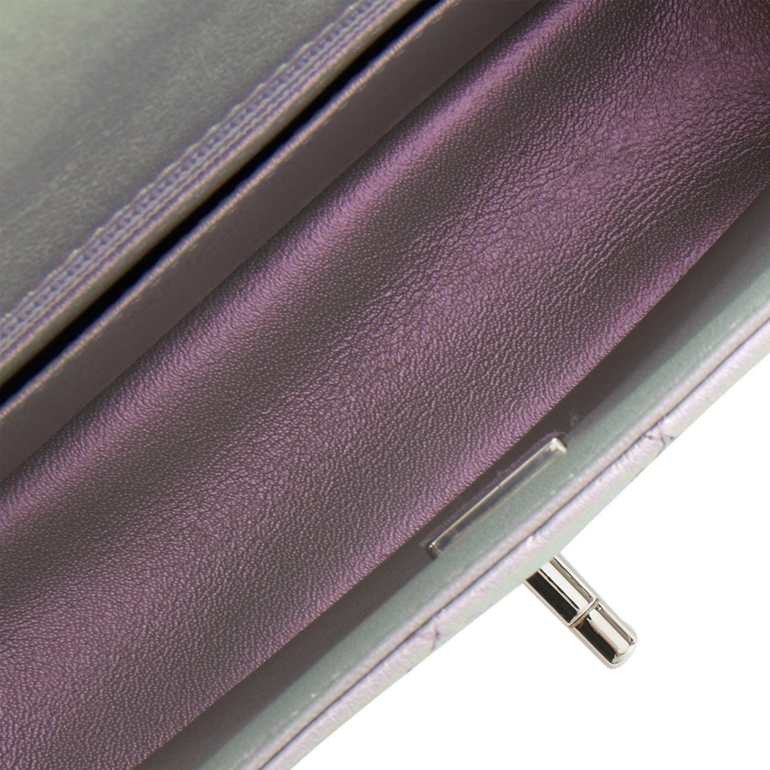 PEARL CRUSH MINI RECTANGULAR FLAP BAG LIGHT GREY LAMBSKIN ANTIQUE GOLD HARDWARE