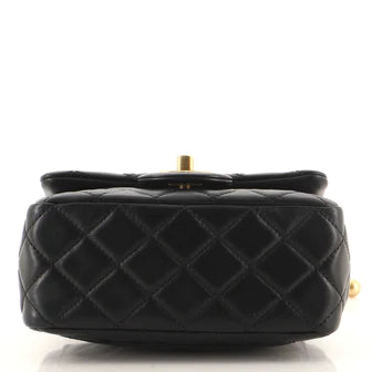 Ch**el Pearl Crush Square Flap Bag Quilted Lambskin Mini