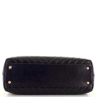 Coco Top Handle Bag Chevron Calfskin Medium