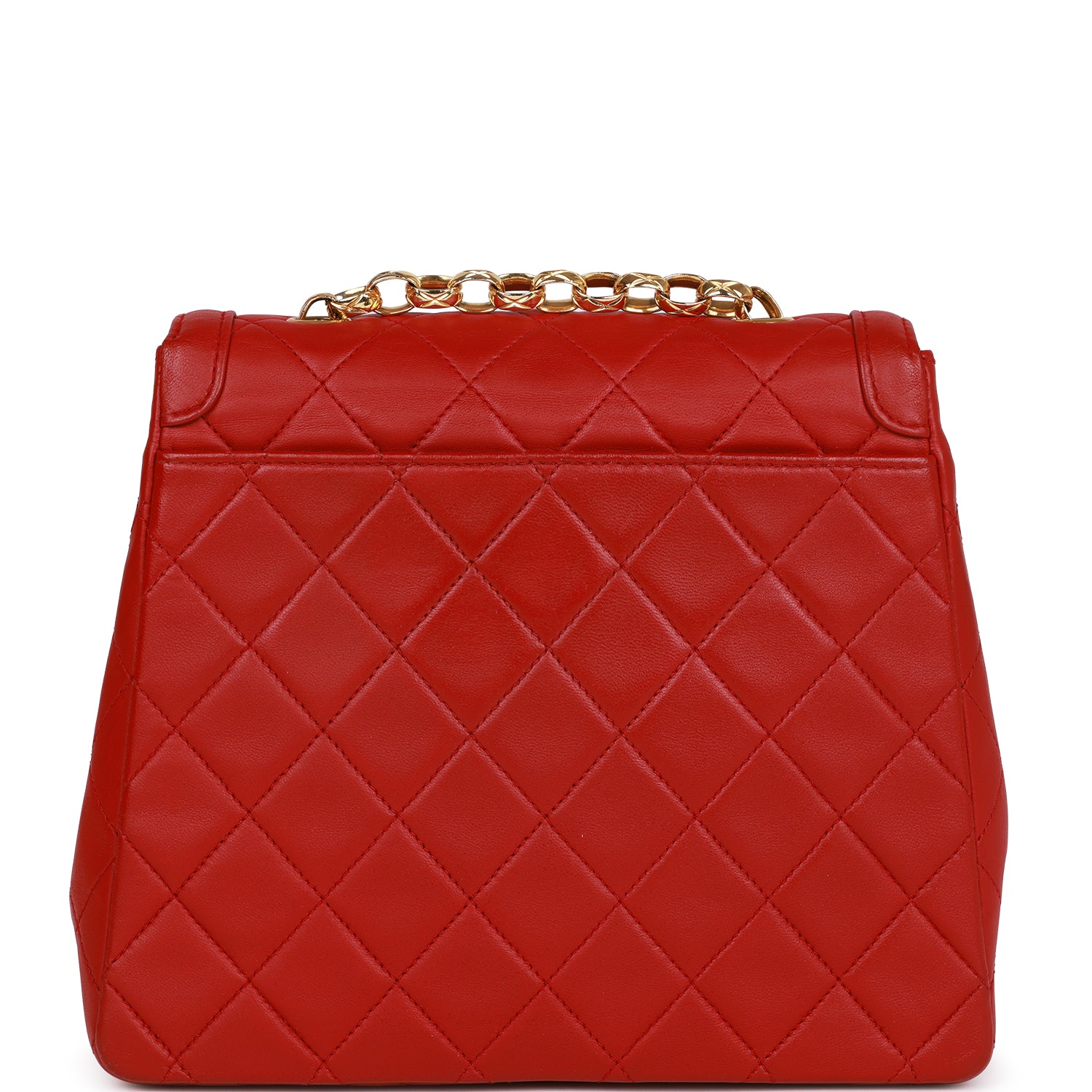 Ch**el Trapeze Flap Bag Red Lambskin Gold Hardware