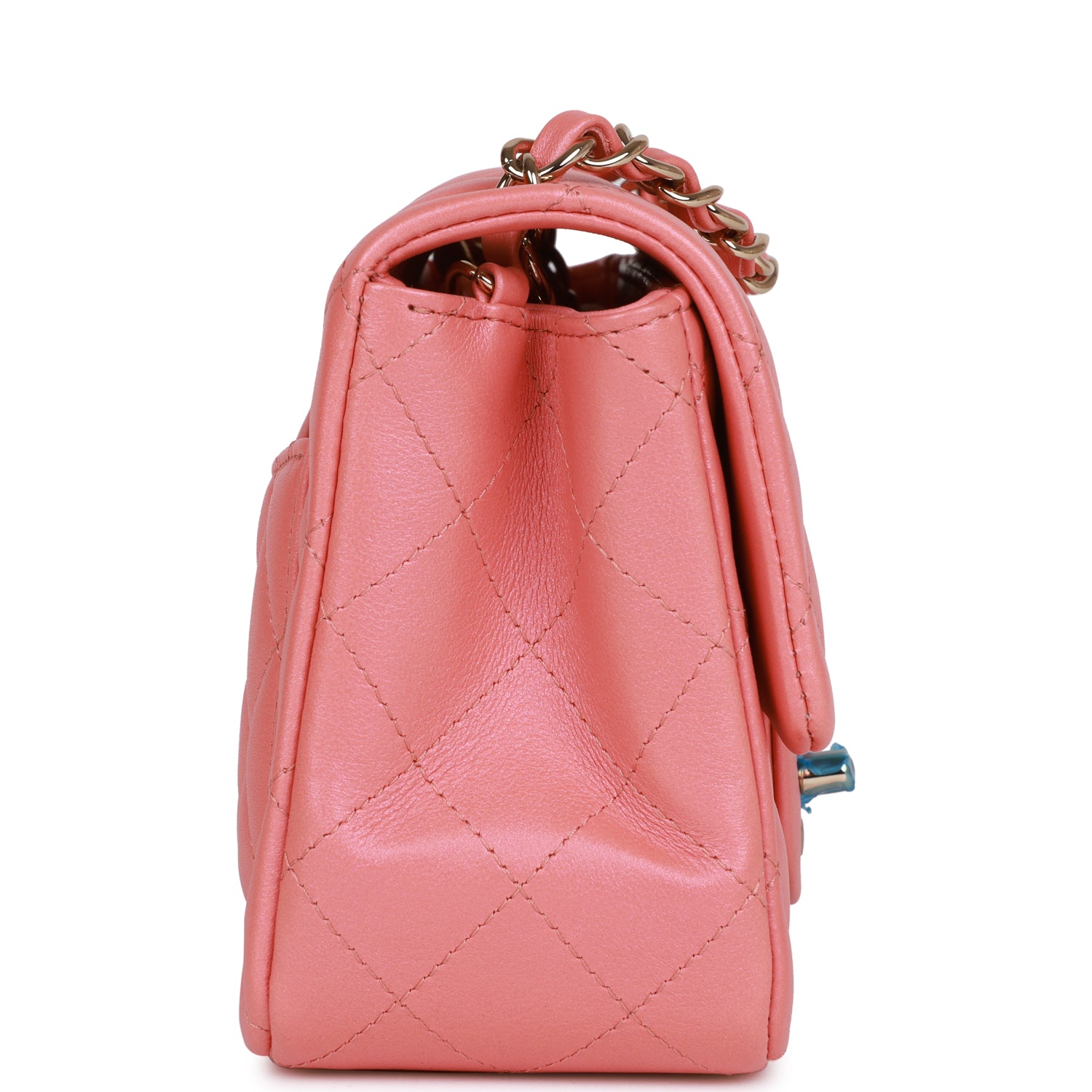 Mini Square Flap Bag Pink Lambskin Light Gold Hardware