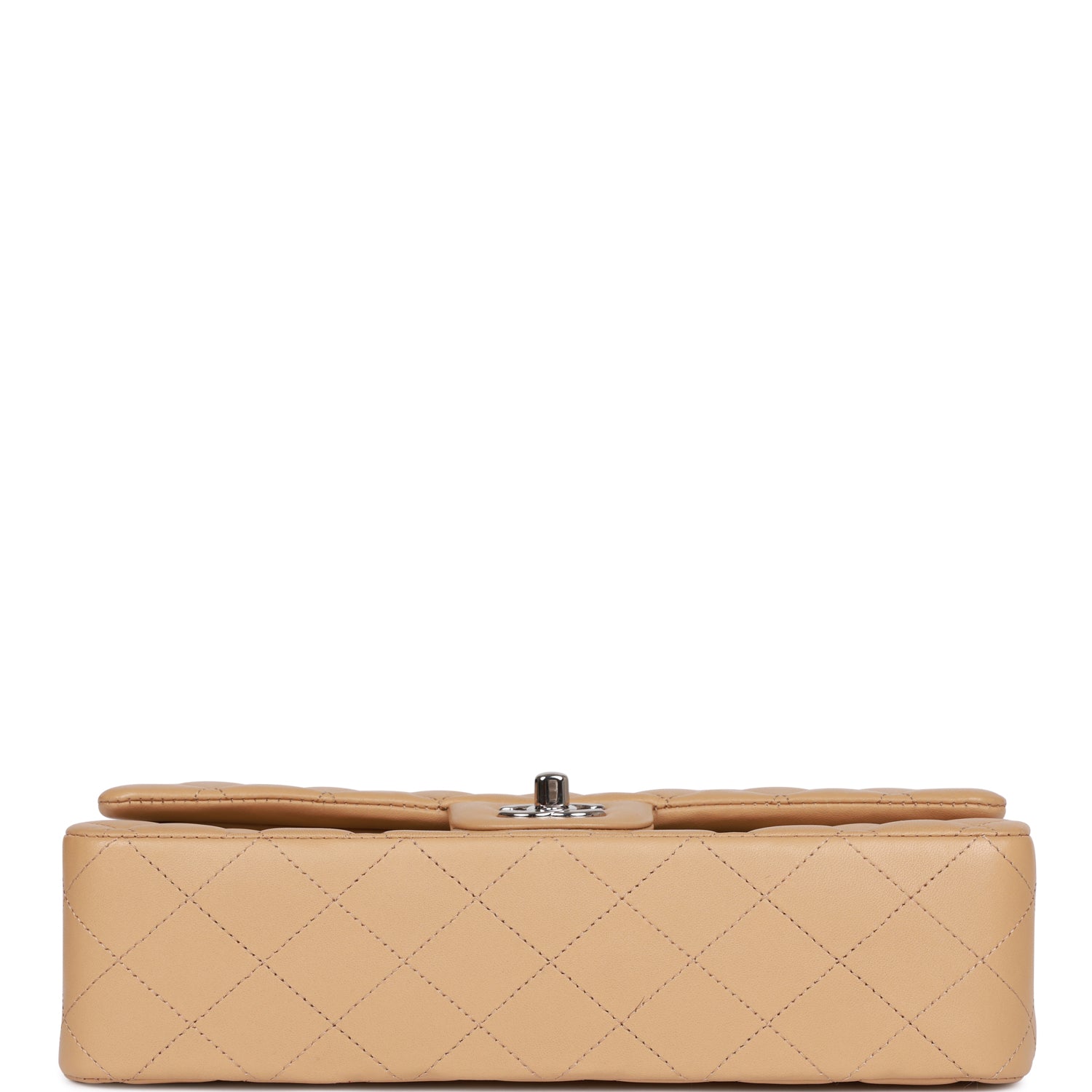 Medium Classic Double Flap Bag Beige Lambskin Silver Hardware