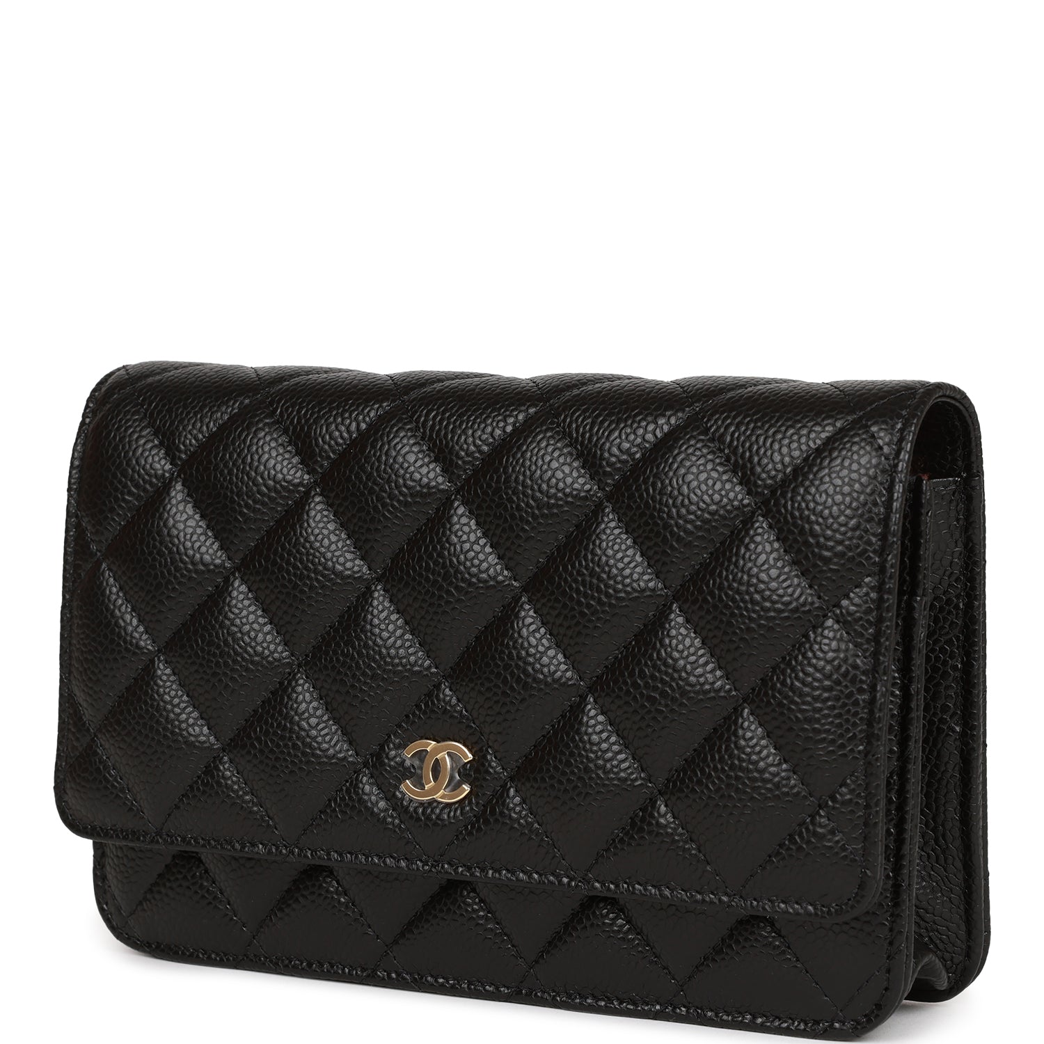 Ch**el Wallet on Chain WOC Black Caviar Gold Hardware