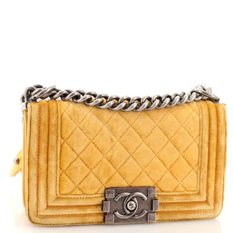 Ch**el Boy Flap Bag Quilted Velvet Small