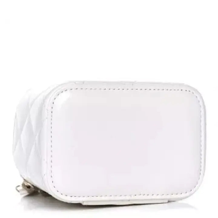 Calfskin Quilted Mini Perfect Fit Vanity Case With Chain White