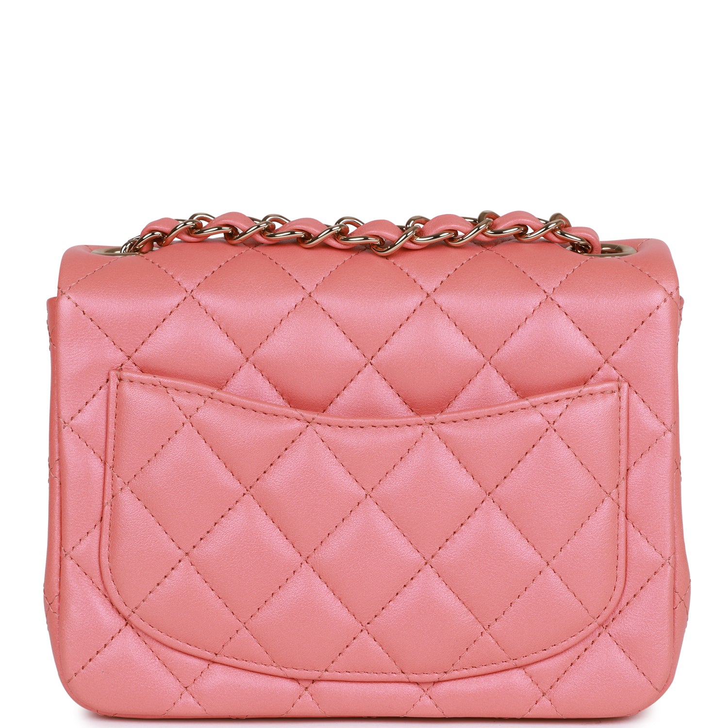 Mini Square Flap Bag Pink Lambskin Light Gold Hardware
