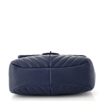 Ch**el Puffy CC Flap Bag Chevron Caviar Large