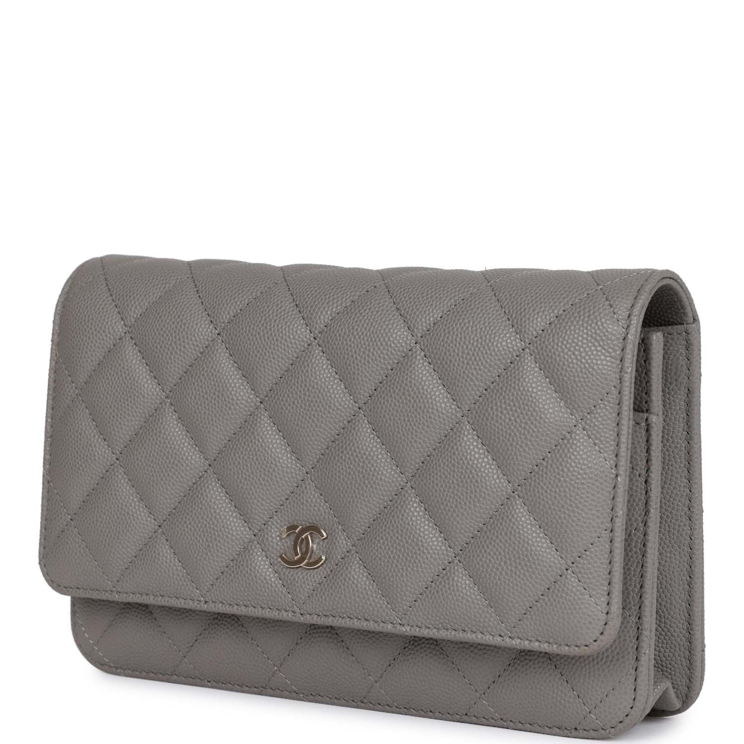 Wallet on Chain WOC Grey Caviar Light Gold Hardware