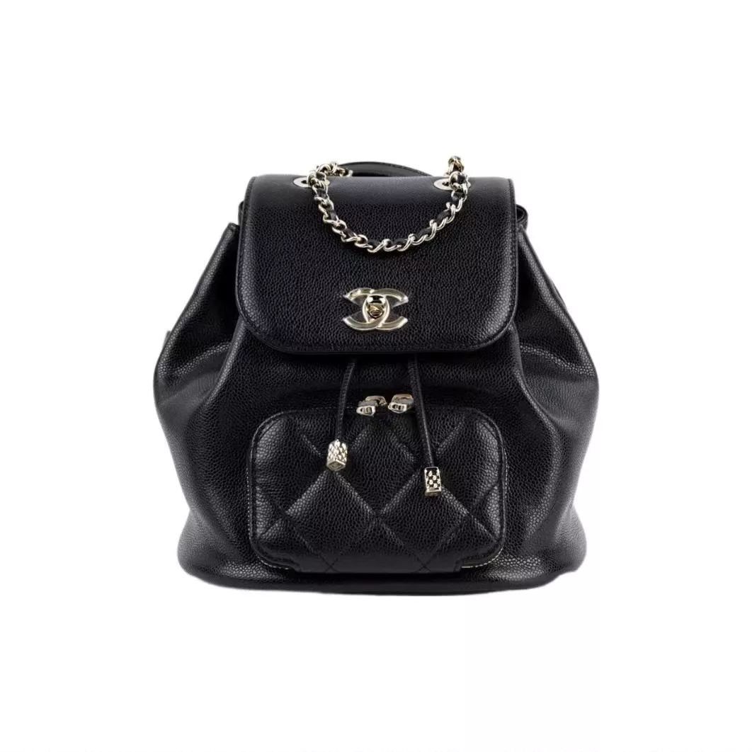 [2022 Fall/Winter New Item] Ch**el Ch**el Metallic Logo Logo Drawcord Cover Opening and Closing Cowhide Randsel Rucksack Randsel