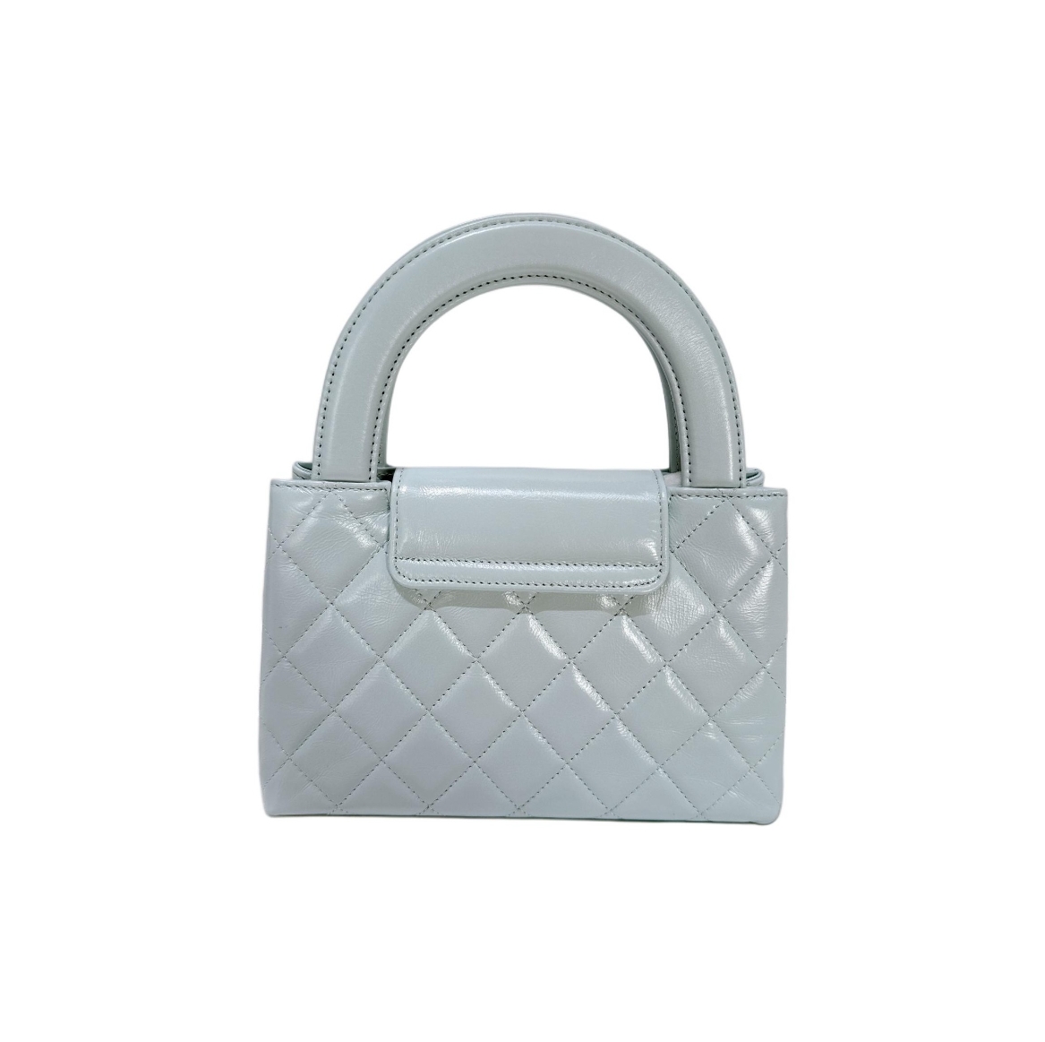 Ch**el 24P Kelly Gold Label Chain with Handle Glossy Calfskin Crossbody Shoulder Handbag Mint Teal