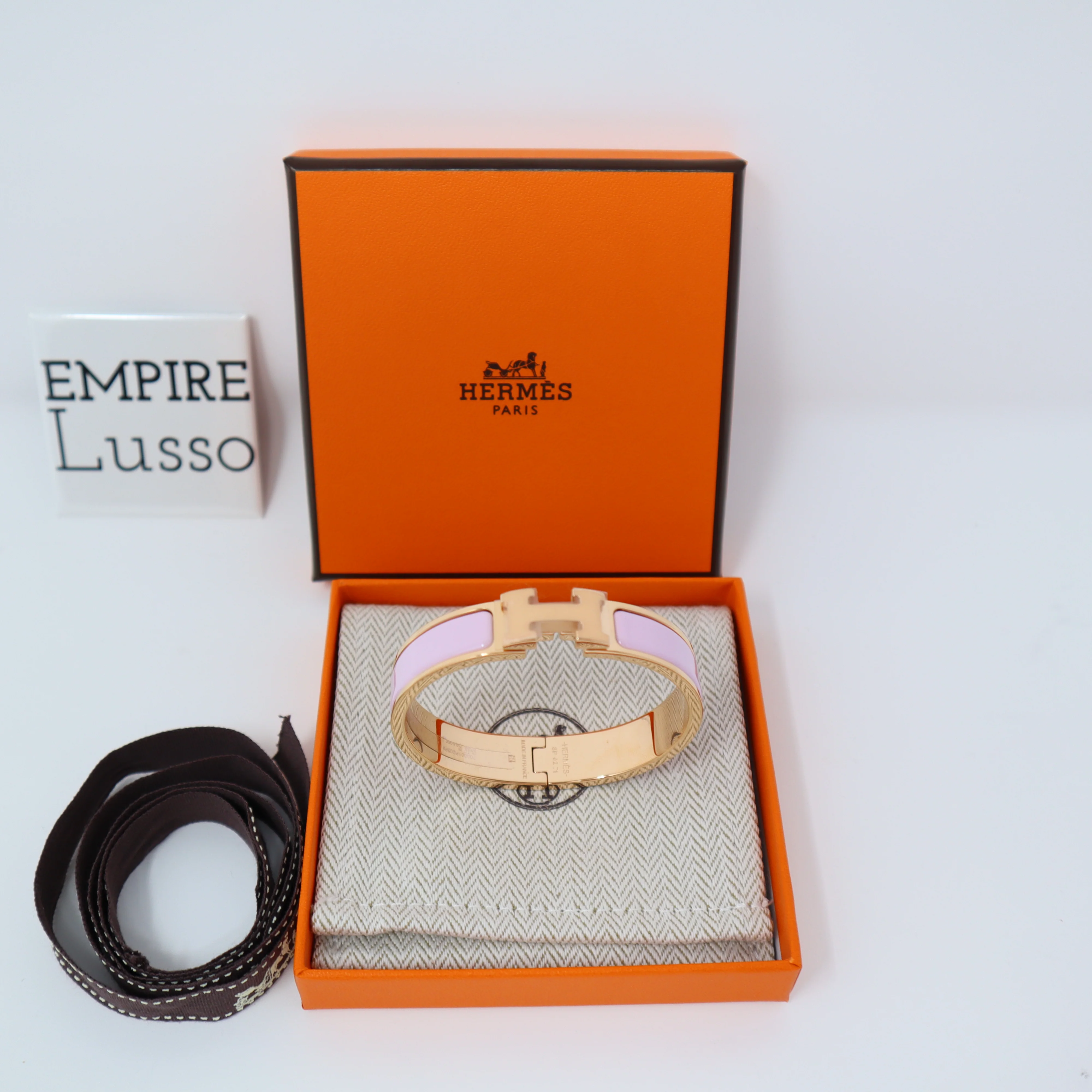 NEW H**me5 CLIC CLAC ROSE DRAGEE PASTEL ROSE GOLD ENAMEL BRACELET PM