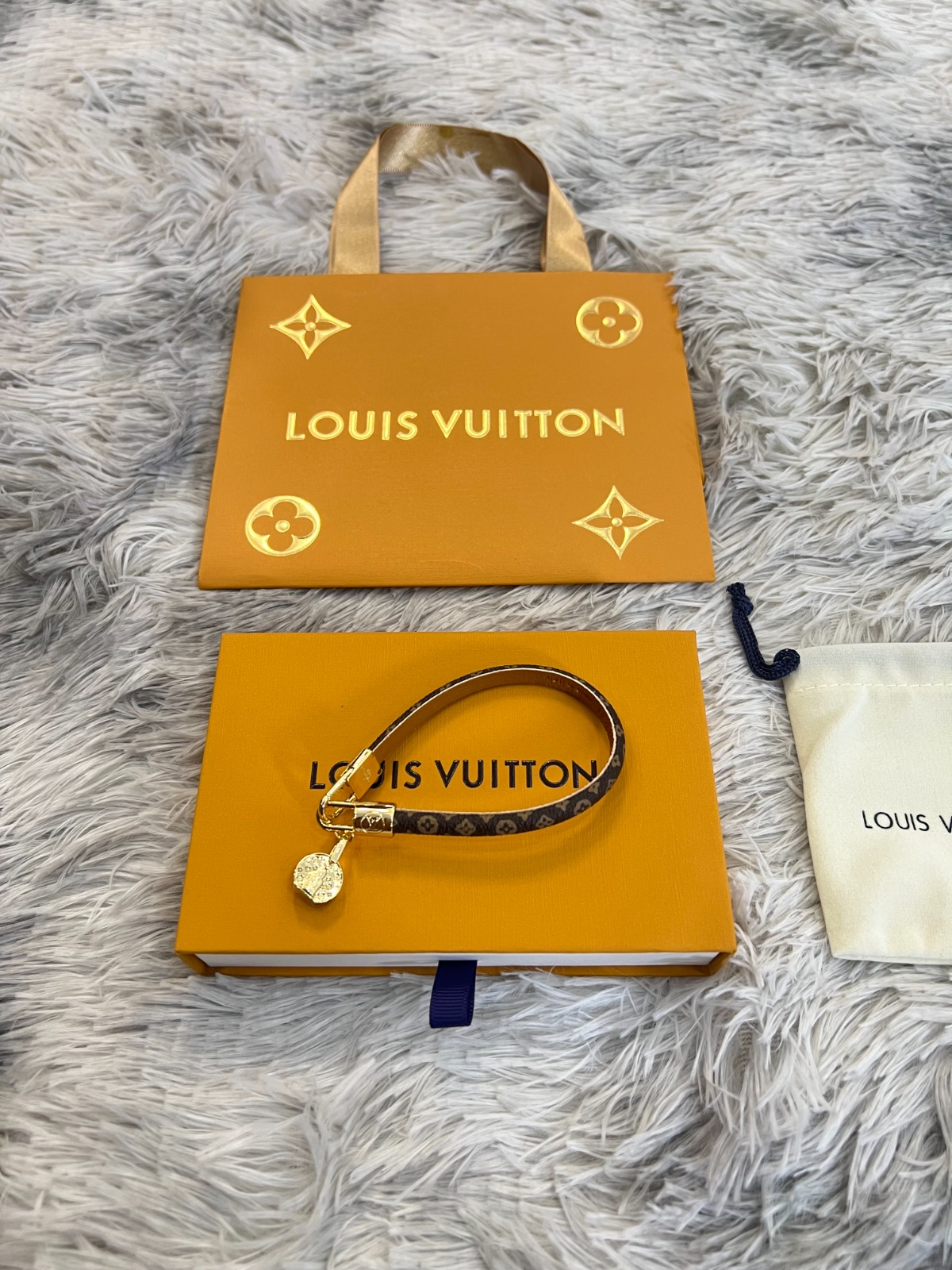 L0vis Vvtt0n LV Tribute Canvas Monogram Gold Plated Bracelet