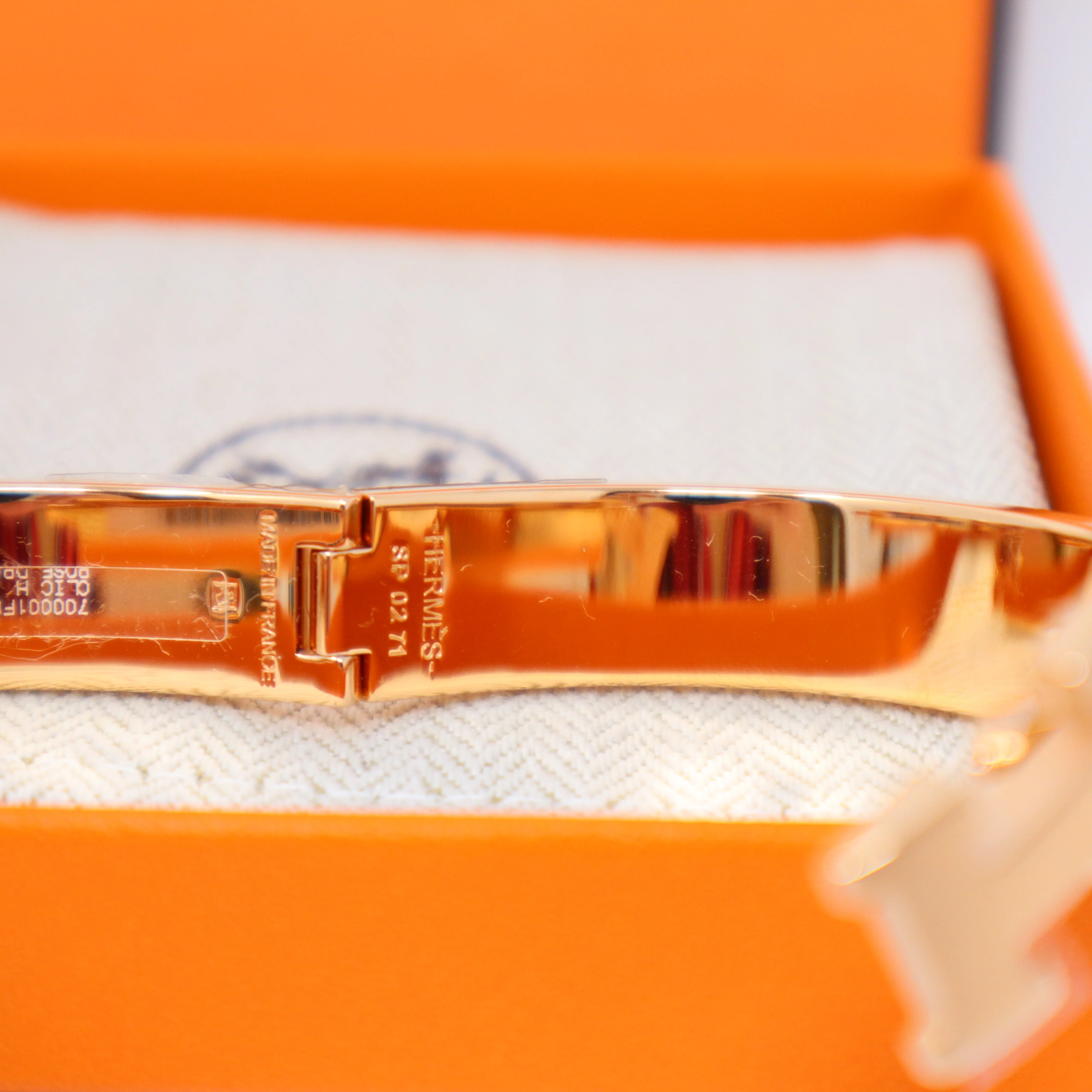 NEW H**me5 CLIC CLAC ROSE DRAGEE PASTEL ROSE GOLD ENAMEL BRACELET PM