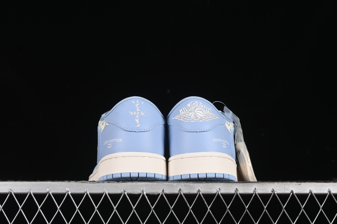 Travis Scott x Fragment Design x Air Jordan 1 Low OG SP printed university blue low-top cultural casual sneakers