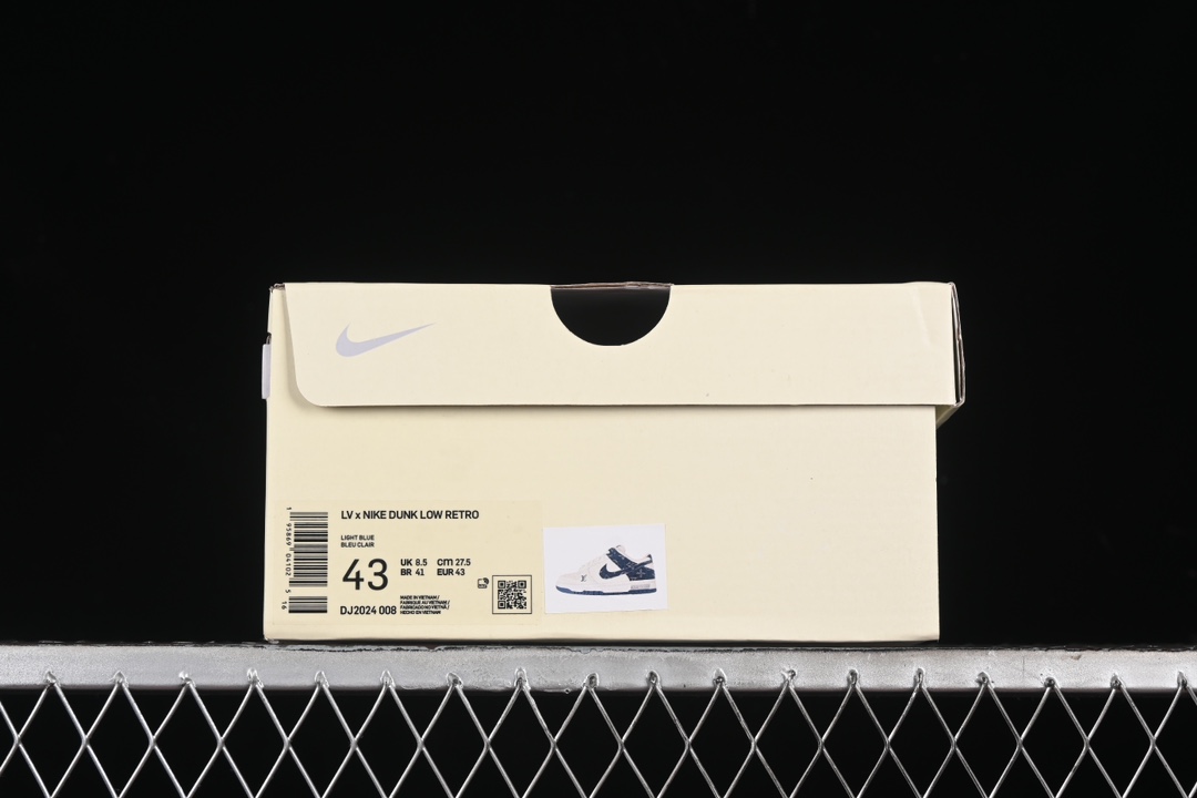 Nike SB Dunk Low LV co-branded - navy blue denim, off-white and blue swoosh Anniversary high-end customized low-top casual sneakers replica