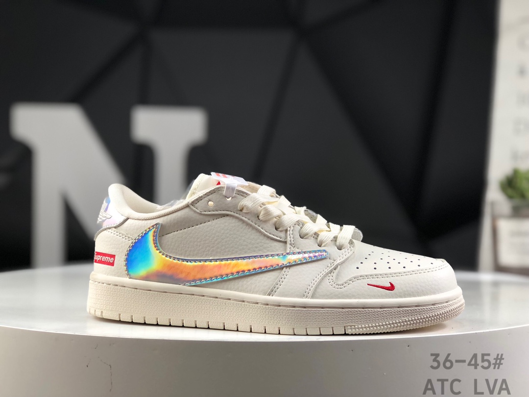 Nike Travis Scott x Fragment Design x Air Jordan 1 Low OG SP AJ1 Svp*me joint-off-white colorful low-top cultural casual sneakers