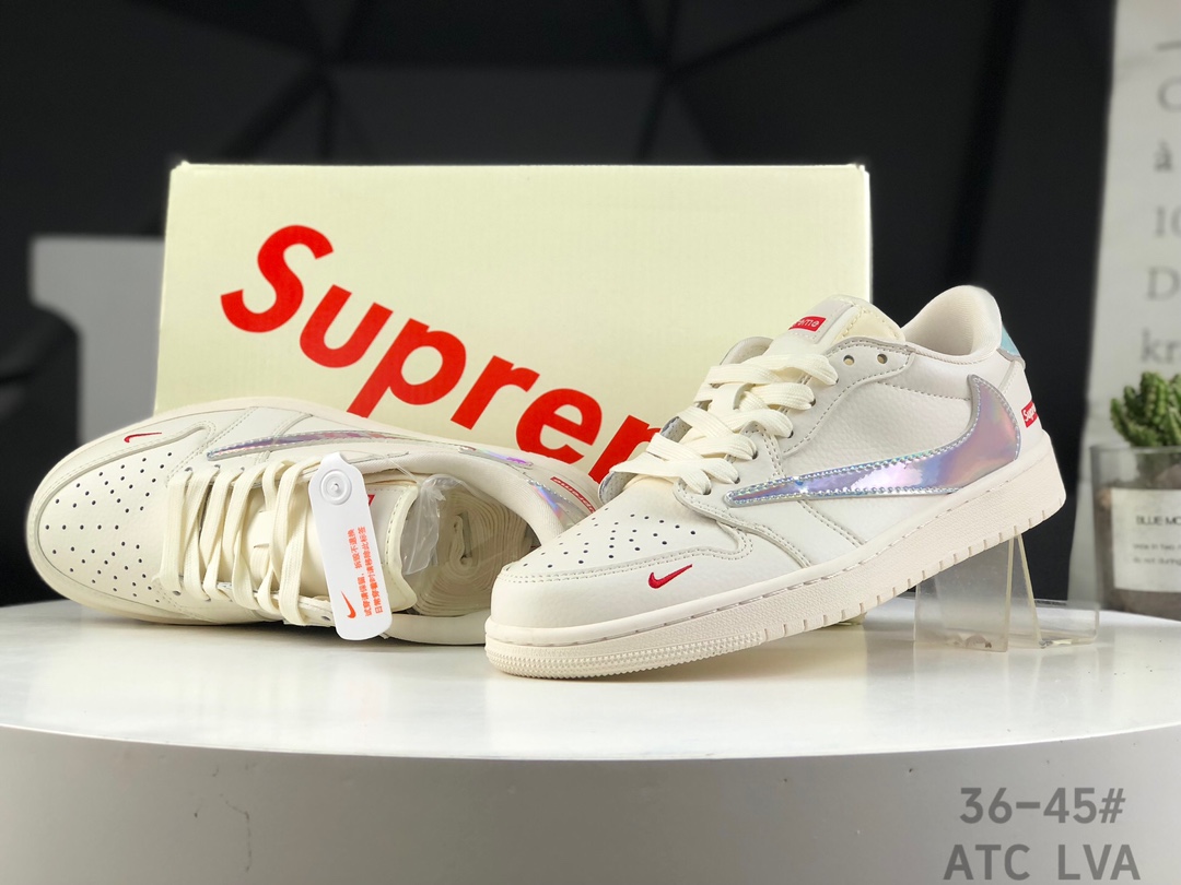 Nike Travis Scott x Fragment Design x Air Jordan 1 Low OG SP AJ1 Svp*me joint-off-white colorful low-top cultural casual sneakers