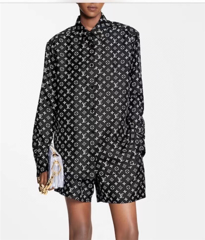 2023fw LV Silk Shirt Shorts Top Version