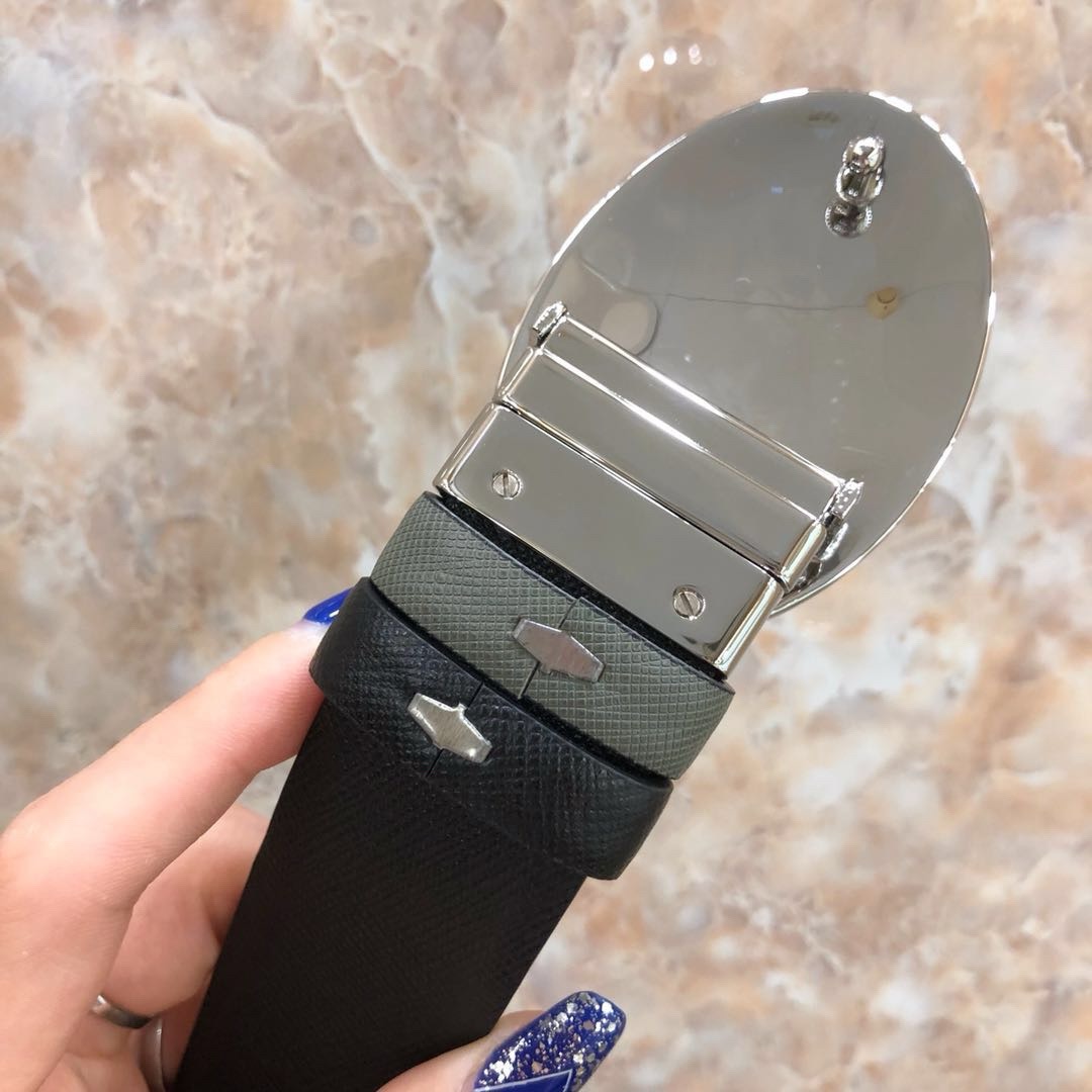 Luxury Reversible Saffiano Leather Belt – Inspired by Pra*a | Premium Quality