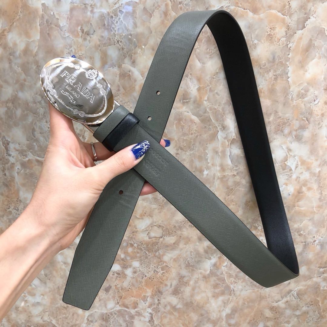 Luxury Reversible Saffiano Leather Belt – Inspired by Pra*a | Premium Quality