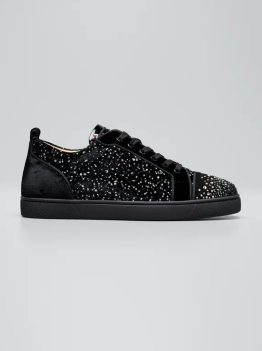 Chr1st1an Louboutin Crystal - Embellished Velvet Sneakers Reps