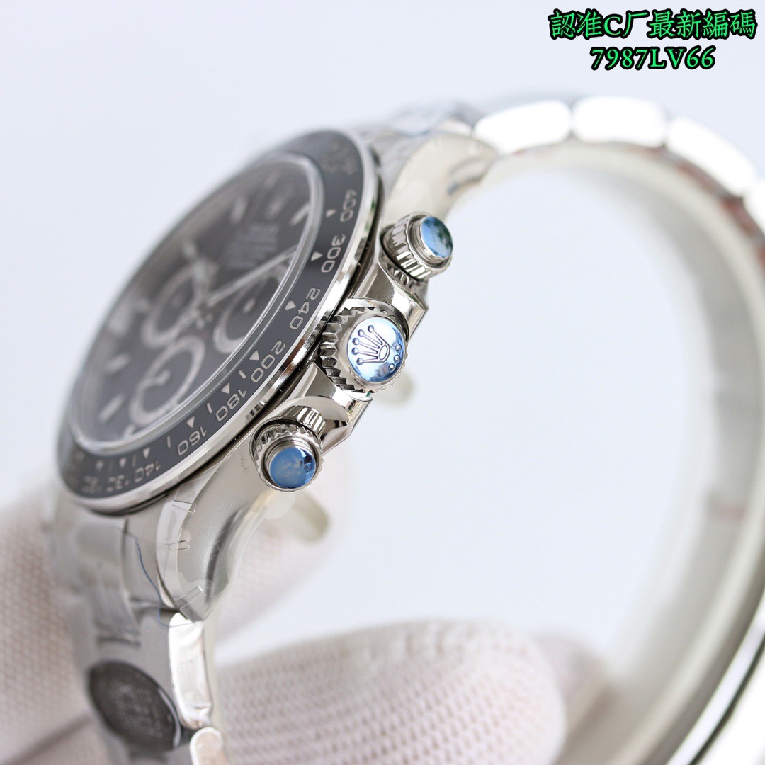 R01ex Stainless Steel Ceramic Chronograph Watch – White Dial / Black Bezel